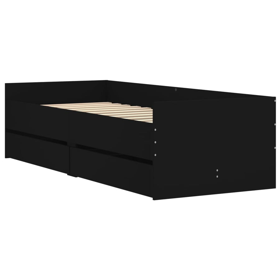 Bedframe Met Lades Zwart 90 x 190 cm