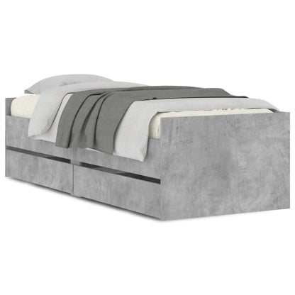 Bedframe Met Lades Betongrijs 90 x 190 cm