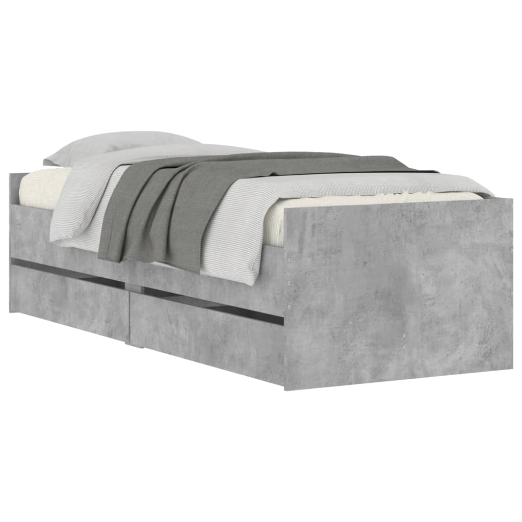 Bedframe Met Lades Betongrijs 90 x 190 cm