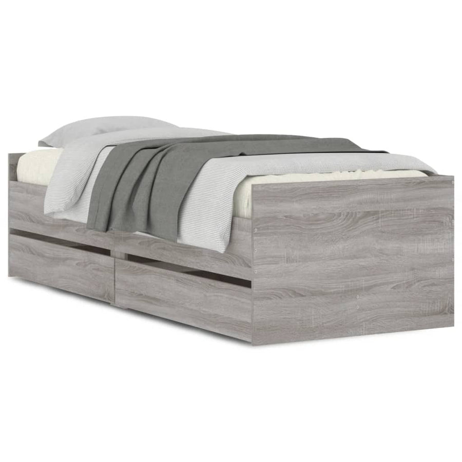 Bedframe Met Lades Eikenkleurig Grijs sonoma 90 x 190 cm