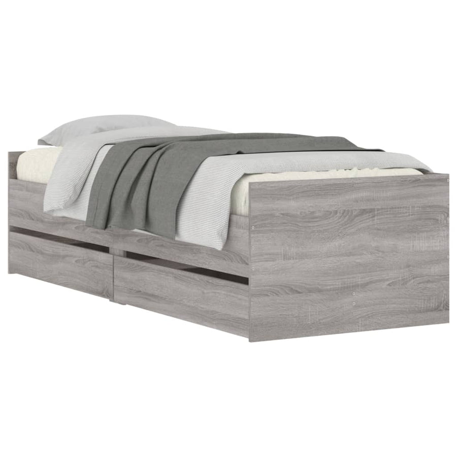 Bedframe Met Lades Eikenkleurig Grijs sonoma 90 x 190 cm