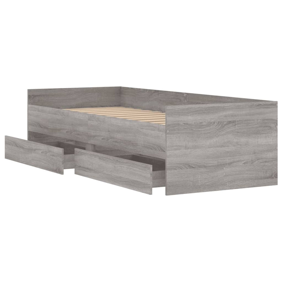 Bedframe Met Lades Eikenkleurig Grijs sonoma 90 x 190 cm