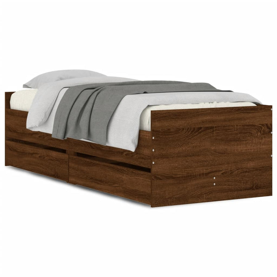 Bedframe Met Lades Ig 90 x 190 cm bruin eikenkleur