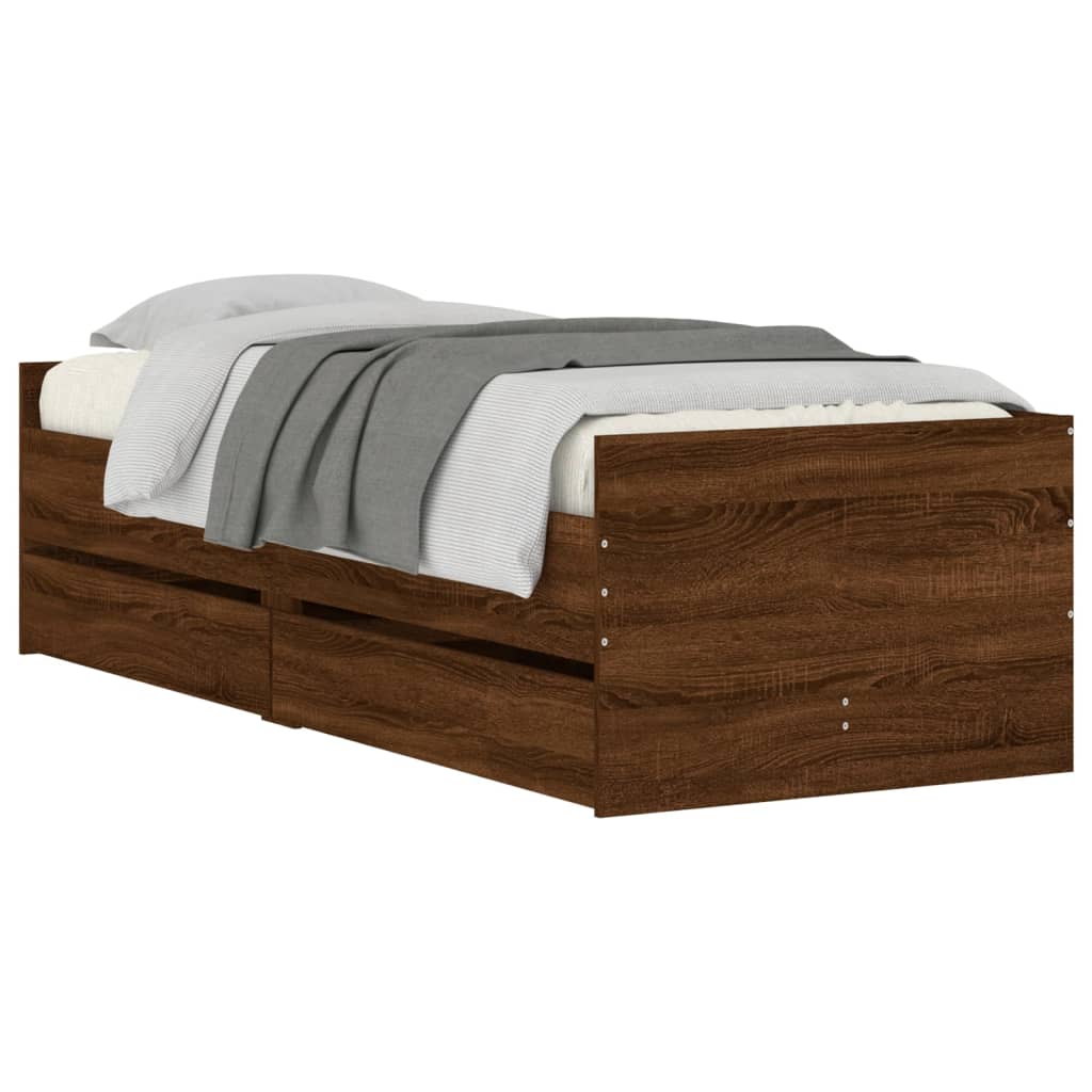 Bedframe Met Lades Ig 90 x 190 cm bruin eikenkleur