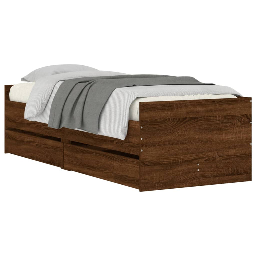 Bedframe Met Lades Ig 90 x 190 cm bruin eikenkleur