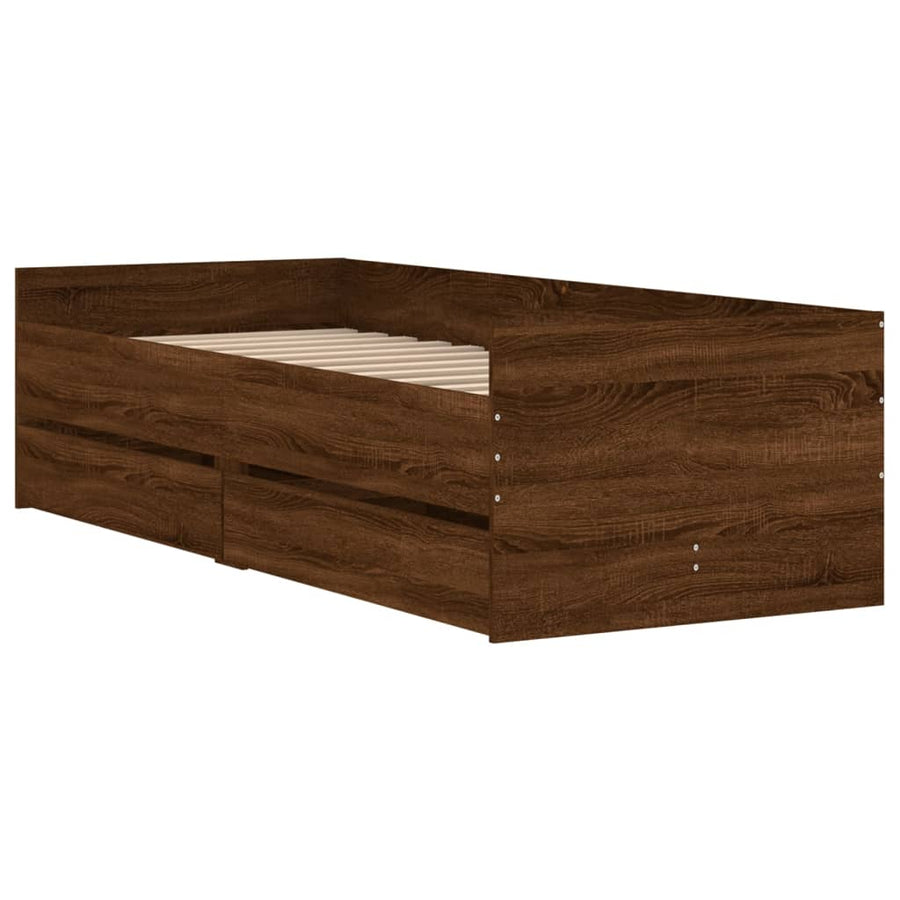 Bedframe Met Lades Ig 90 x 190 cm bruin eikenkleur