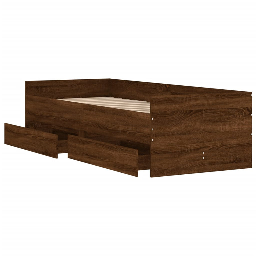 Bedframe Met Lades Ig 90 x 190 cm bruin eikenkleur
