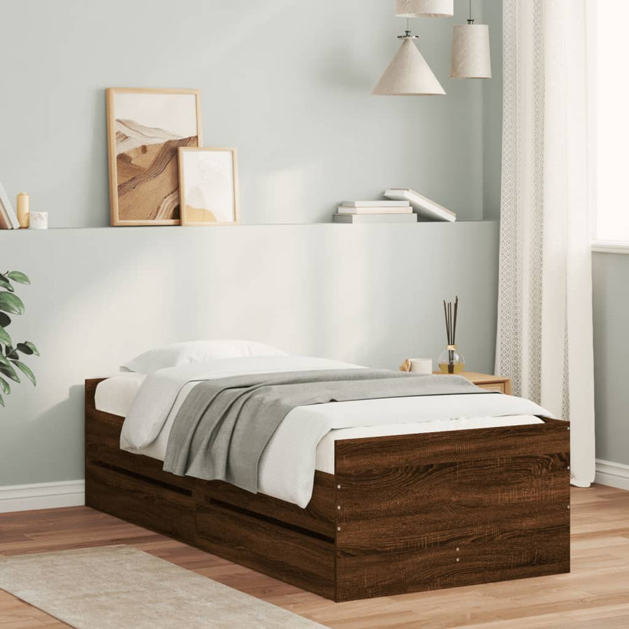 Bedframe Met Lades Ig 90 x 190 cm bruin eikenkleur