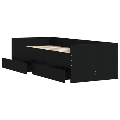 Bedframe met lades zwart 75x190 cm Small Single 75 x 190 cm Zwart