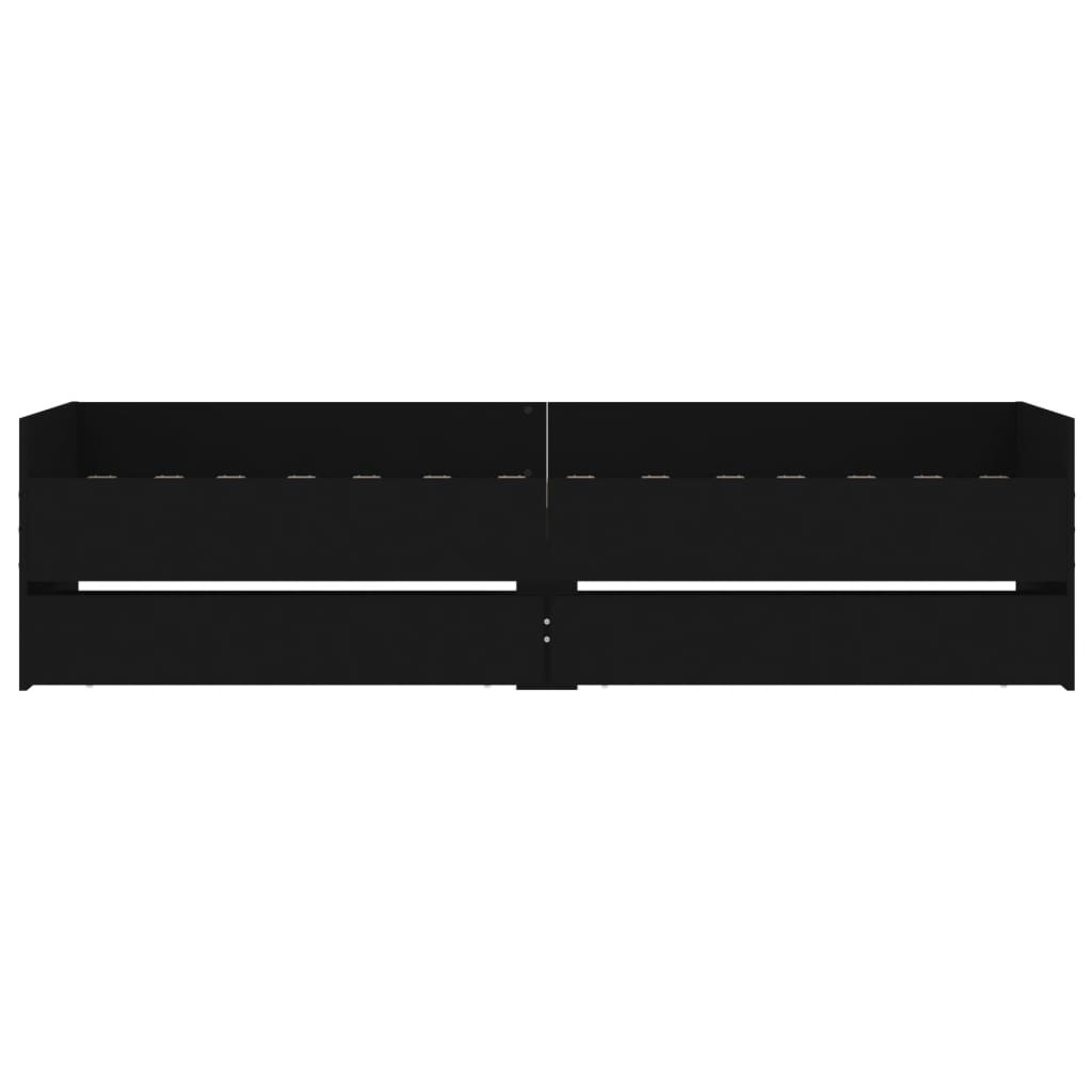 Bedframe met lades zwart 75x190 cm Small Single 75 x 190 cm Zwart