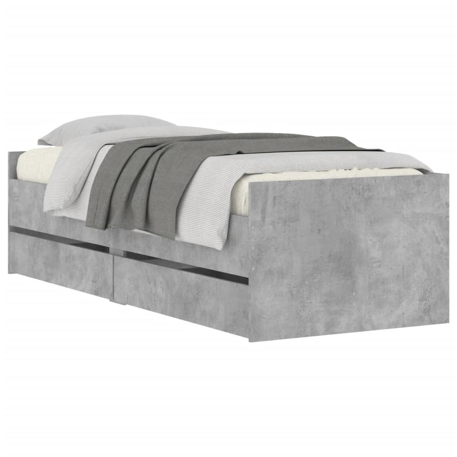 Bedframe met lades betongrijs 75x190 cm Small Single 75 x 190 cm Betongrijs