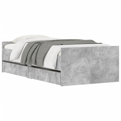 Bedframe met lades betongrijs 100x200 cm 100 x 200 cm Betongrijs