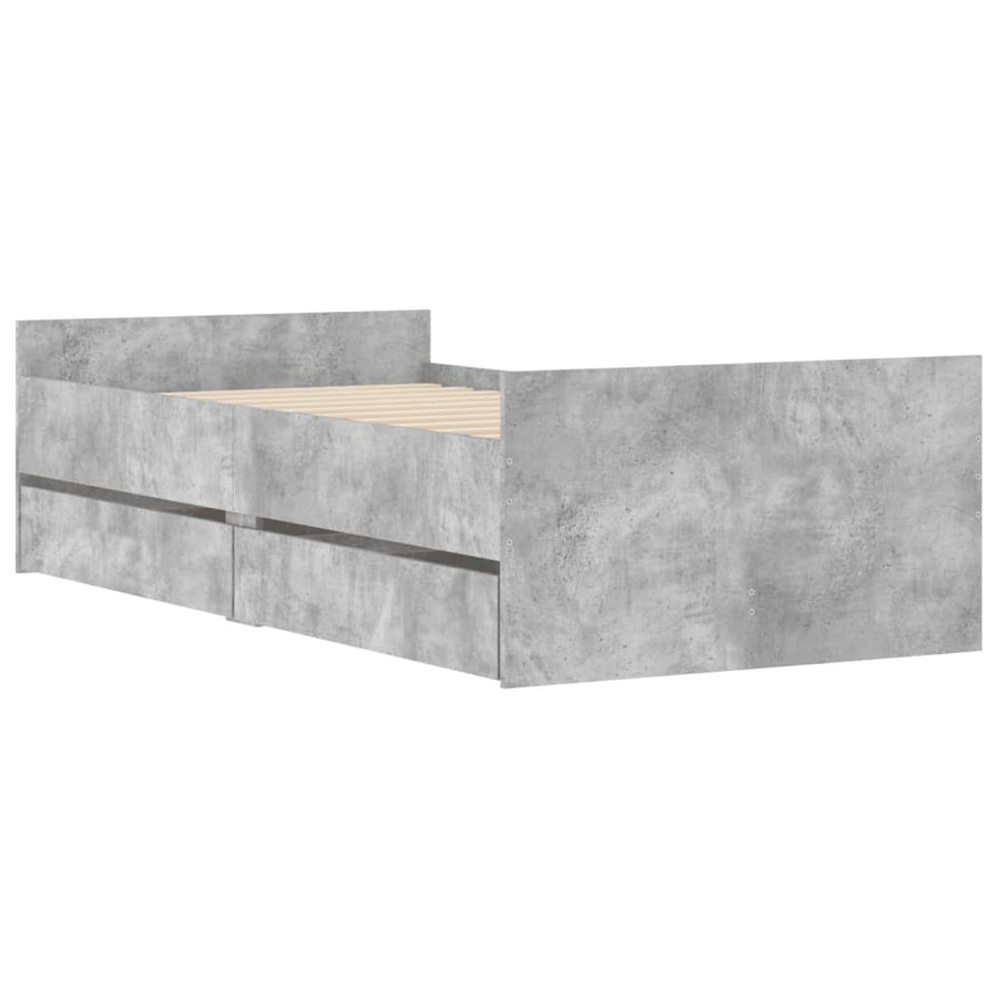 Bedframe met lades betongrijs 100x200 cm 100 x 200 cm Betongrijs
