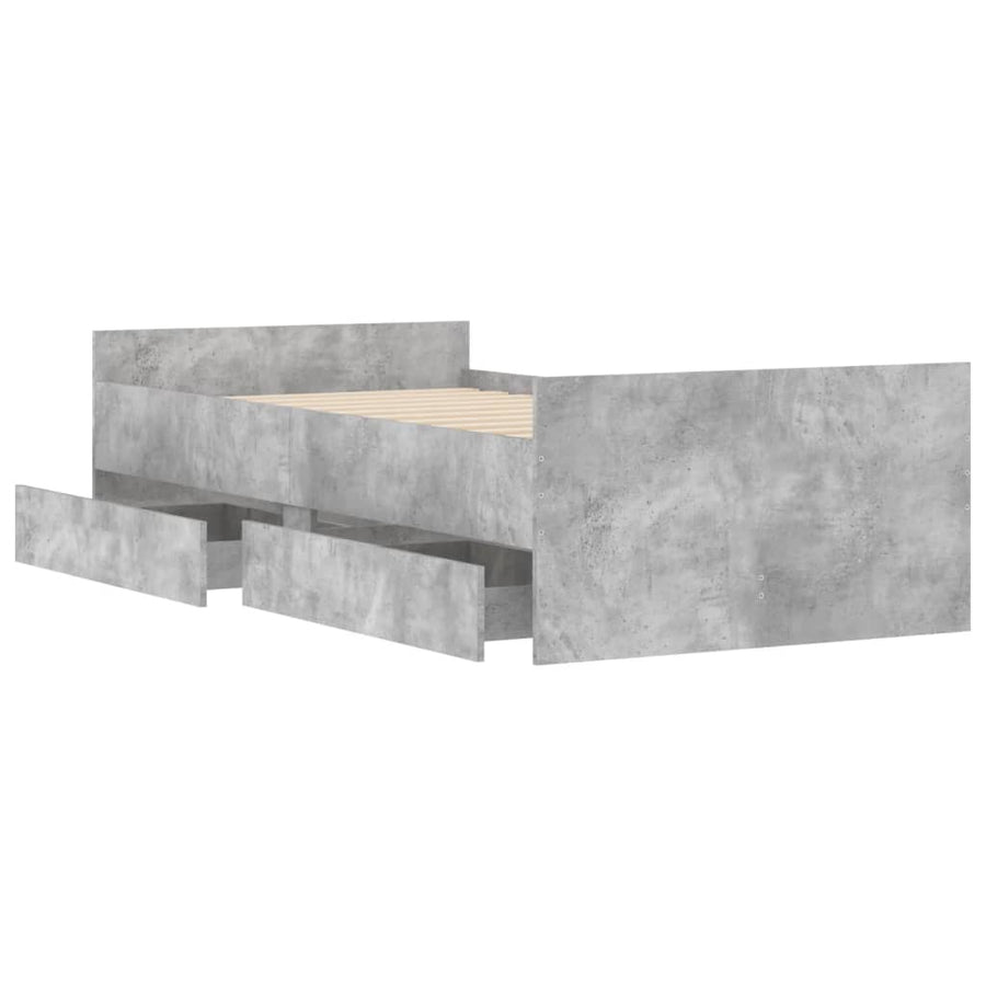 Bedframe met lades betongrijs 100x200 cm 100 x 200 cm Betongrijs