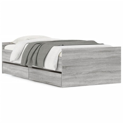 Bedframe met lades grijs sonoma eikenkleurig 100x200 cm 100 x 200 cm Grijs sonoma