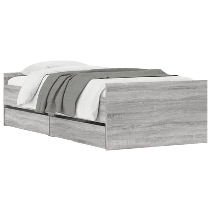 Bedframe met lades grijs sonoma eikenkleurig 100x200 cm 100 x 200 cm Grijs sonoma
