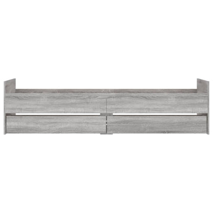 Bedframe met lades grijs sonoma eikenkleurig 100x200 cm 100 x 200 cm Grijs sonoma