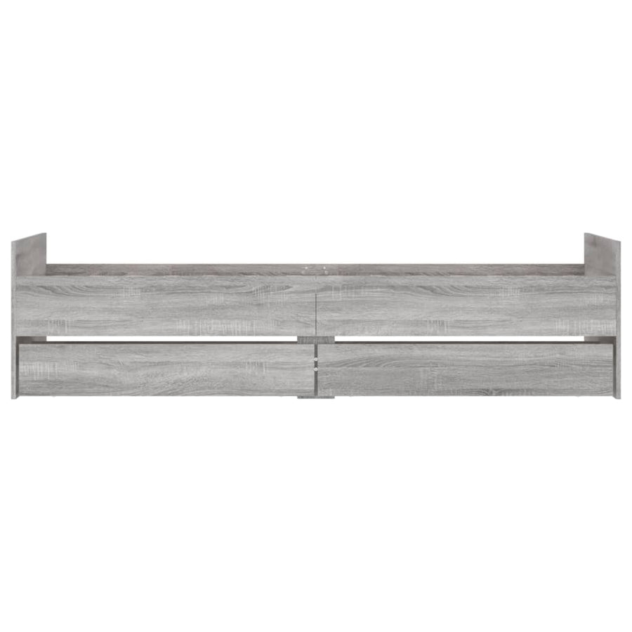 Bedframe met lades grijs sonoma eikenkleurig 100x200 cm 100 x 200 cm Grijs sonoma