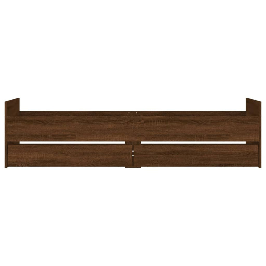 Bedframe met lades bruineikenkleurig 100x200 cm 100 x 200 cm bruin eikenkleur