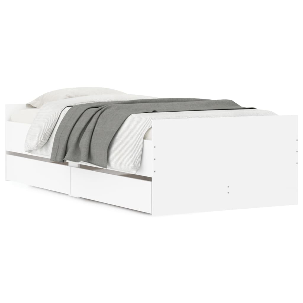 Bedframe met lades wit 90x200 cm 90 x 200 cm Wit