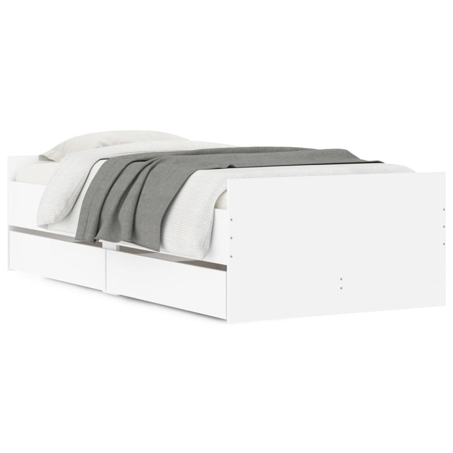 Bedframe met lades wit 90x200 cm 90 x 200 cm Wit