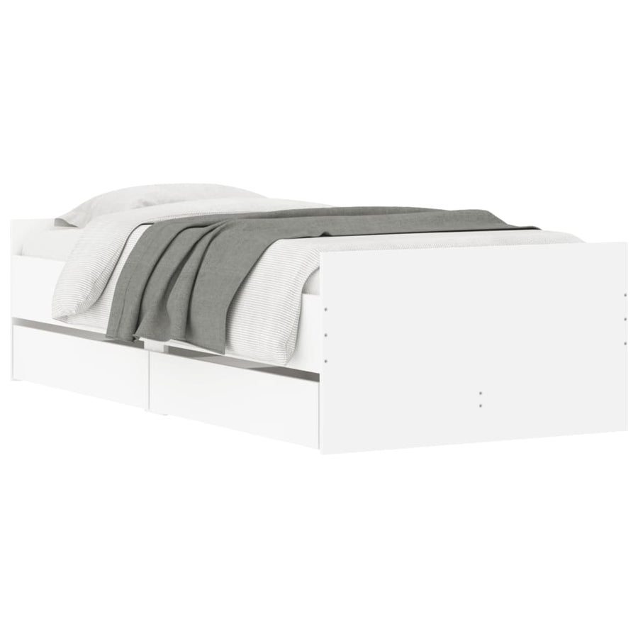 Bedframe met lades wit 90x200 cm 90 x 200 cm Wit