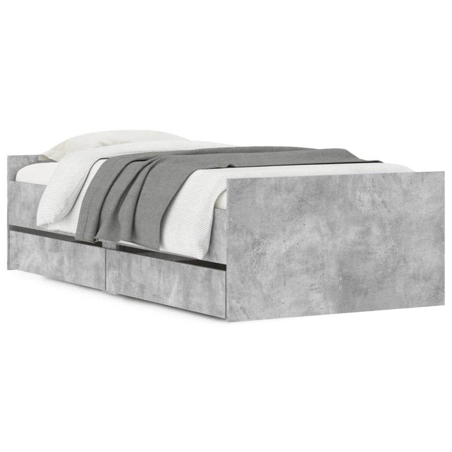 Bedframe met lades betongrijs 90x200 cm 90 x 200 cm Betongrijs