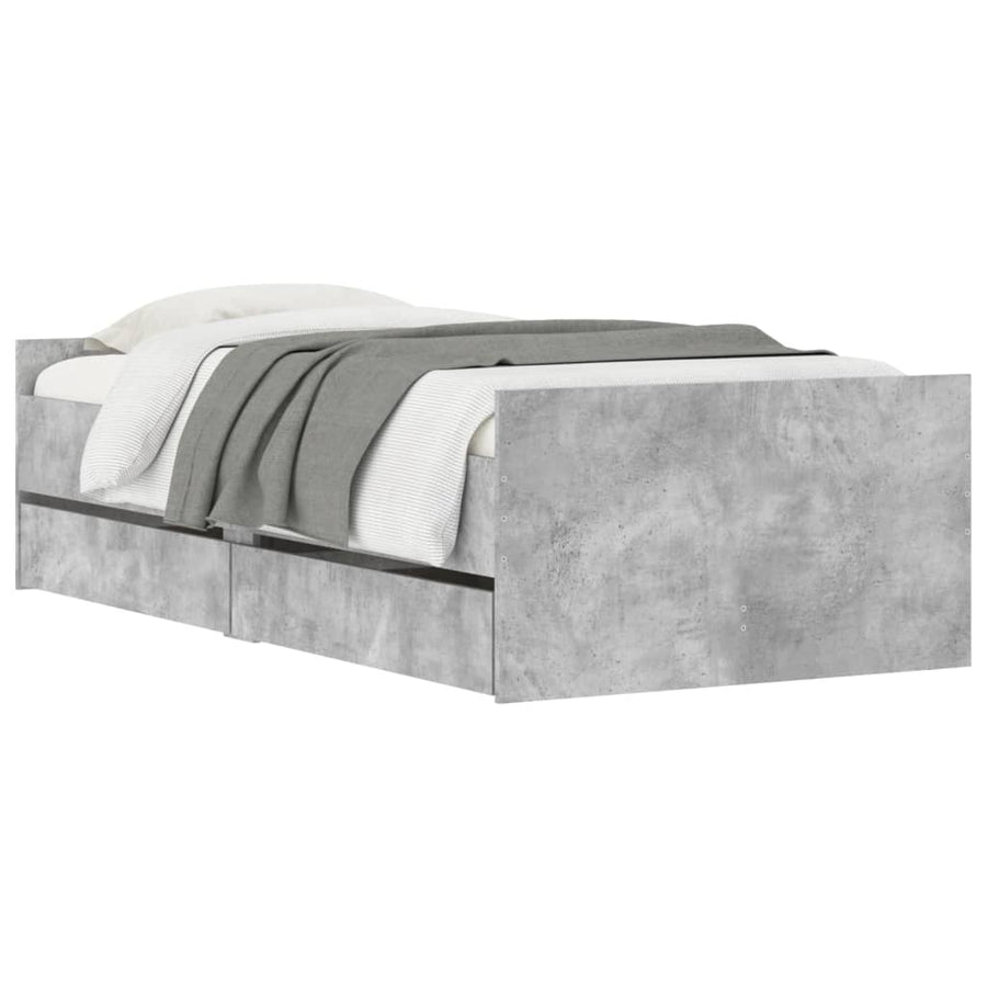 Bedframe met lades betongrijs 90x200 cm 90 x 200 cm Betongrijs