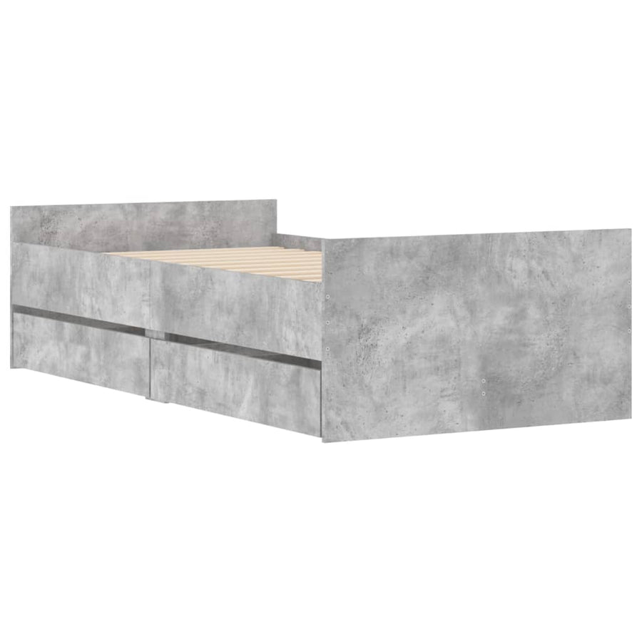 Bedframe met lades betongrijs 90x200 cm 90 x 200 cm Betongrijs