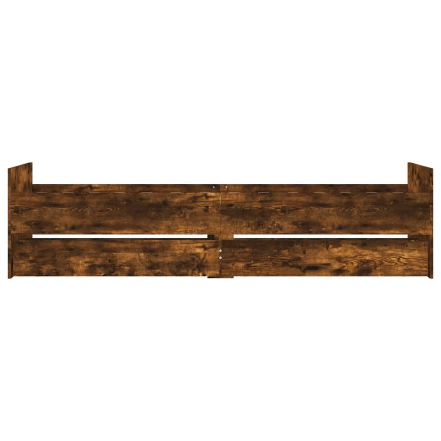 Bedframe met lades gerookt eikenkleurig 90x200 cm 90 x 200 cm Gerookt eiken