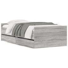 Bedframe met lades grijs sonoma eikenkleurig 90x200 cm 90 x 200 cm Grijs sonoma