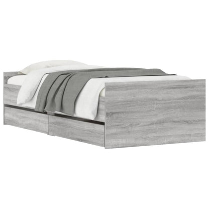 Bedframe met lades grijs sonoma eikenkleurig 90x200 cm 90 x 200 cm Grijs sonoma
