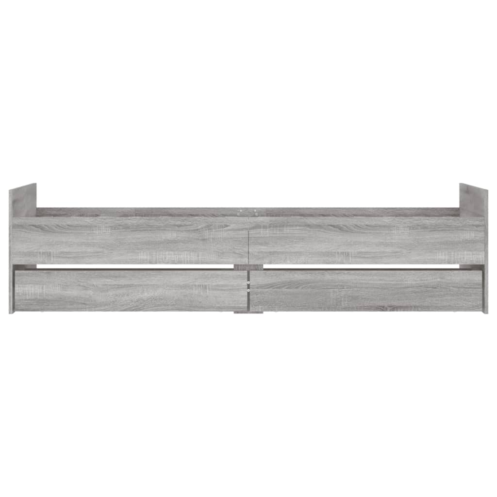 Bedframe met lades grijs sonoma eikenkleurig 90x200 cm 90 x 200 cm Grijs sonoma