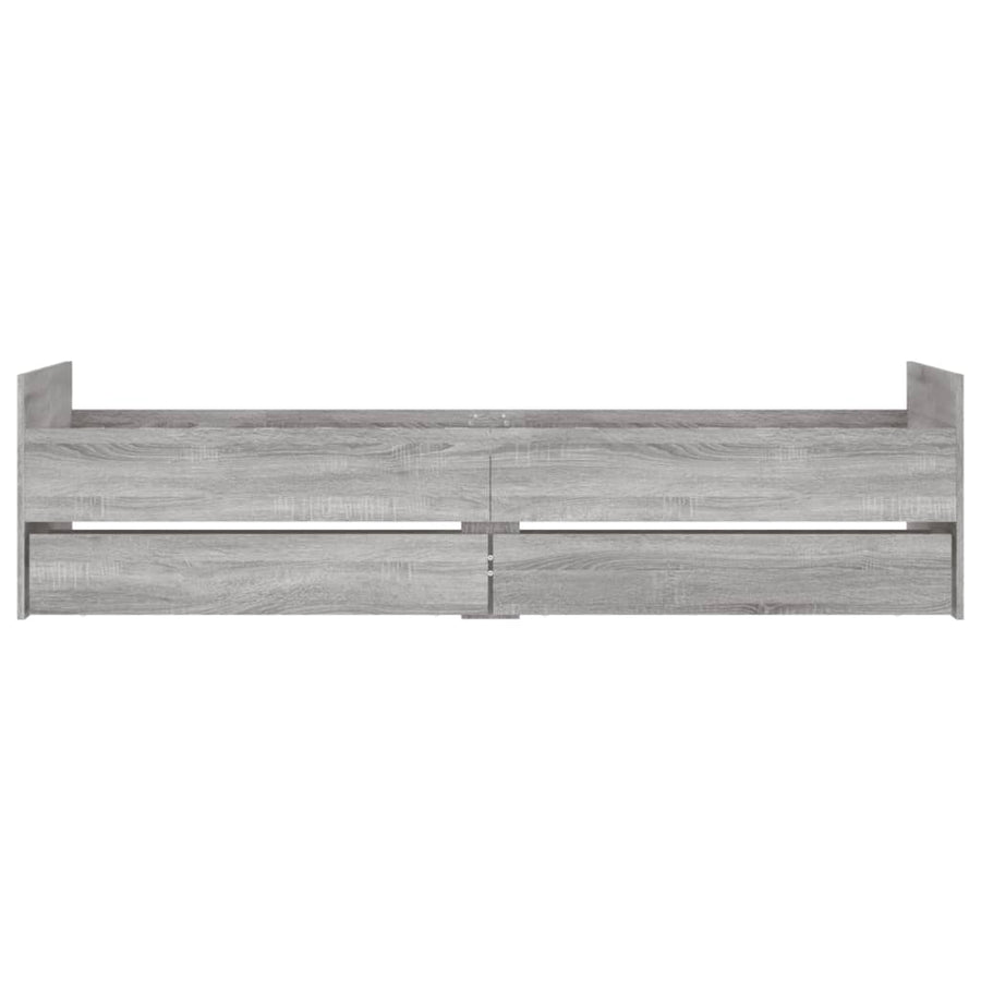 Bedframe met lades grijs sonoma eikenkleurig 90x200 cm 90 x 200 cm Grijs sonoma