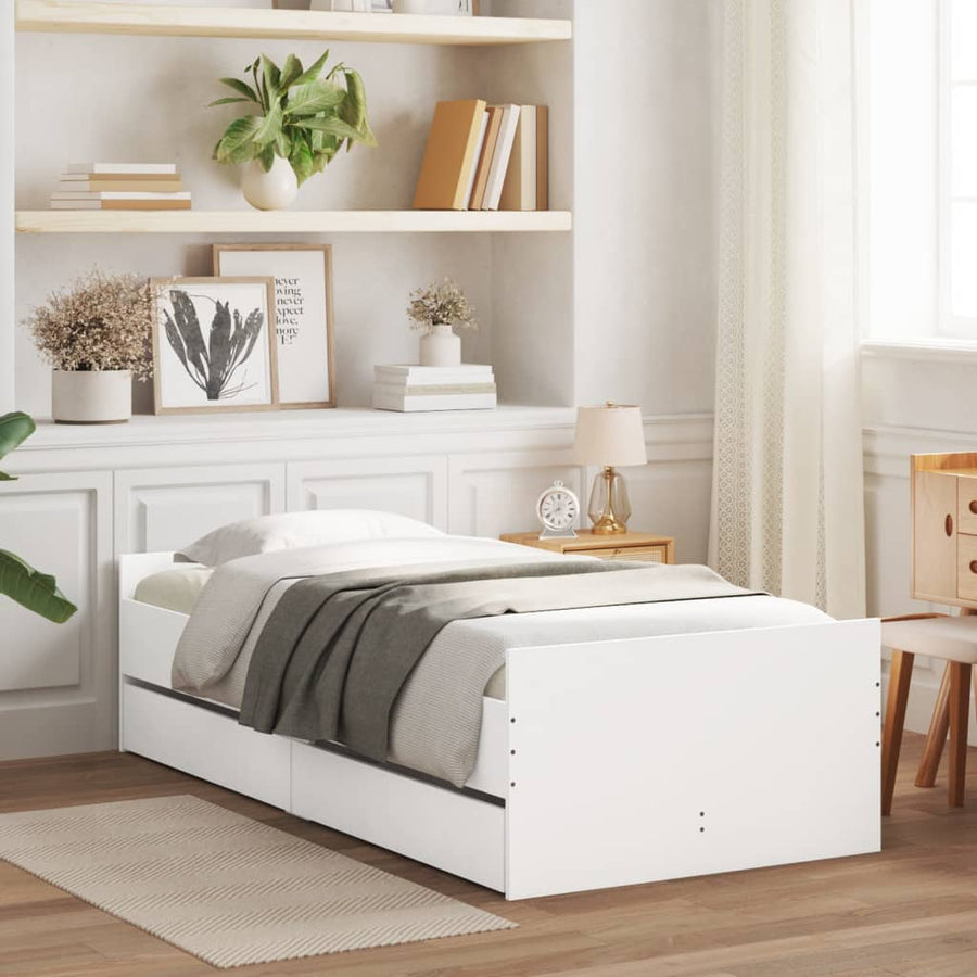 Bedframe met lades wit 90x190 cm 90 x 190 cm Wit