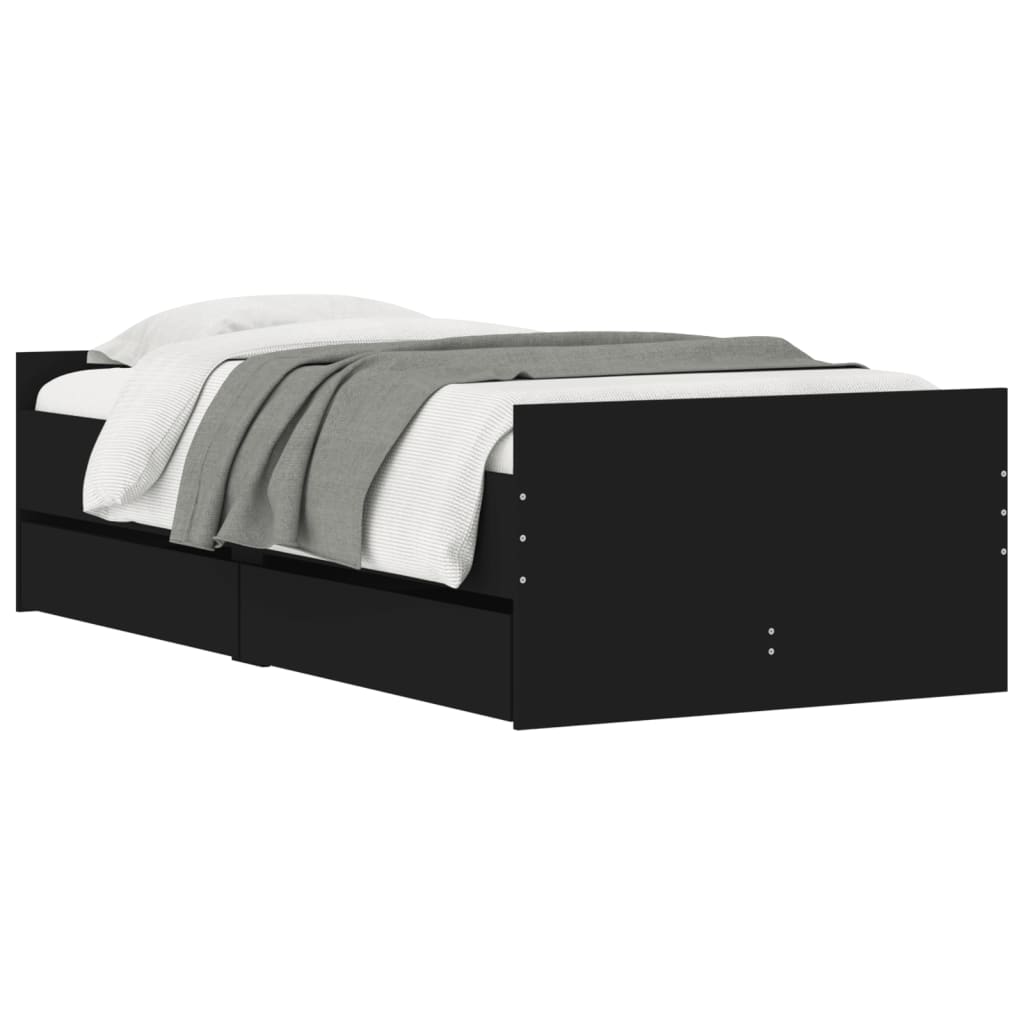 Bedframe met lades zwart 90x190 cm 90 x 190 cm Zwart