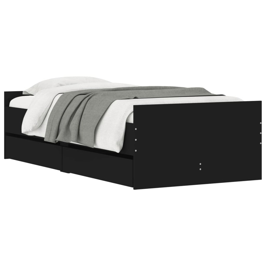 Bedframe met lades zwart 90x190 cm 90 x 190 cm Zwart