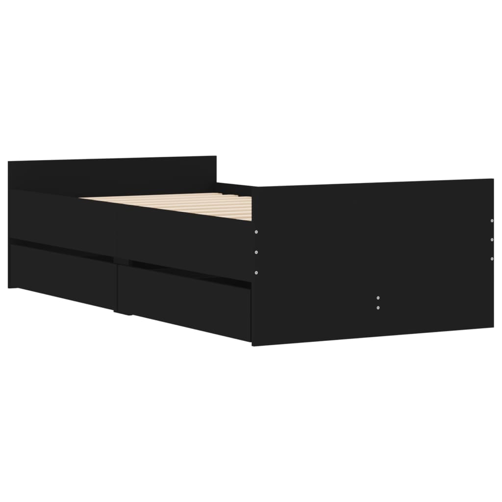 Bedframe met lades zwart 90x190 cm 90 x 190 cm Zwart