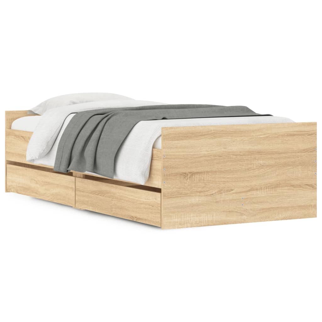 Bedframe met lades sonoma eikenkleurig 90x190 cm 90 x 190 cm Sonoma eiken