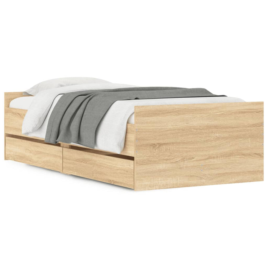 Bedframe met lades sonoma eikenkleurig 90x190 cm 90 x 190 cm Sonoma eiken