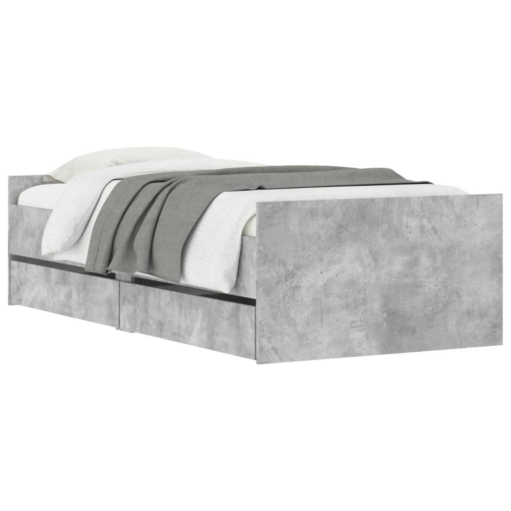 Bedframe met lades betongrijs 90x190 cm 90 x 190 cm Betongrijs