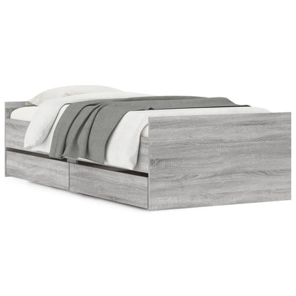 Bedframe met lades grijs sonoma eikenkleurig 90x190 cm 90 x 190 cm Grijs sonoma