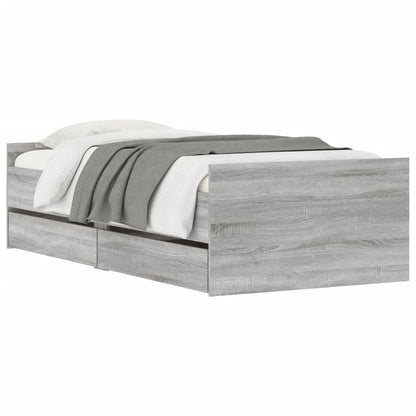 Bedframe met lades grijs sonoma eikenkleurig 90x190 cm 90 x 190 cm Grijs sonoma