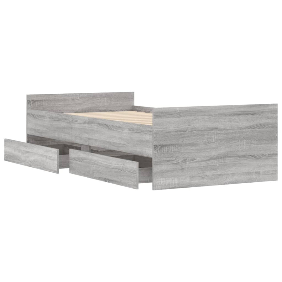 Bedframe met lades grijs sonoma eikenkleurig 90x190 cm 90 x 190 cm Grijs sonoma