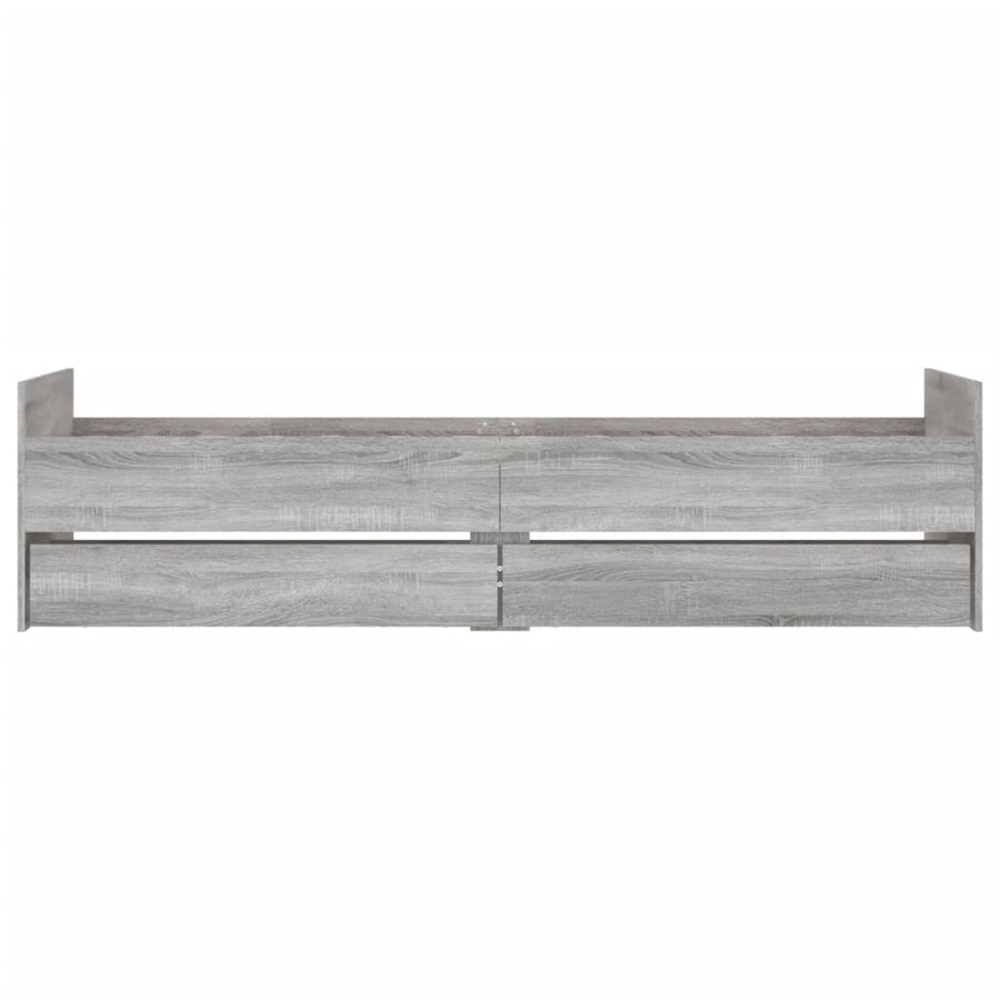 Bedframe met lades grijs sonoma eikenkleurig 90x190 cm 90 x 190 cm Grijs sonoma