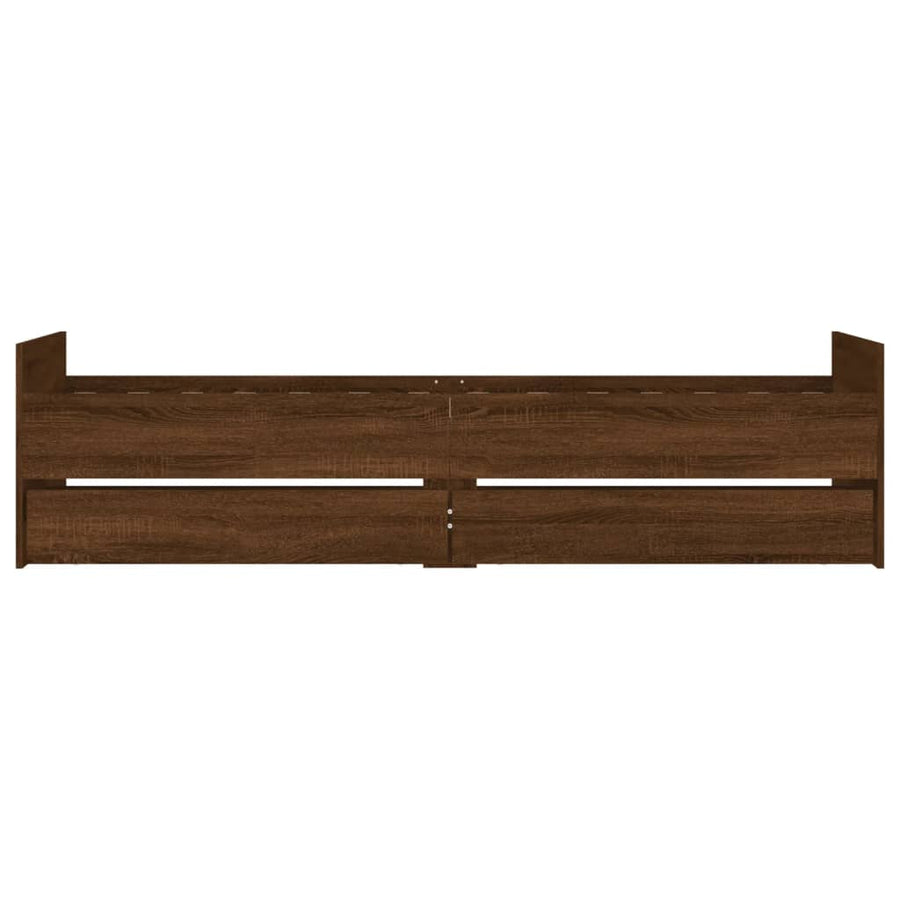 Bedframe met lades bruin eikenkleurig 90x190 cm 90 x 190 cm bruin eikenkleur