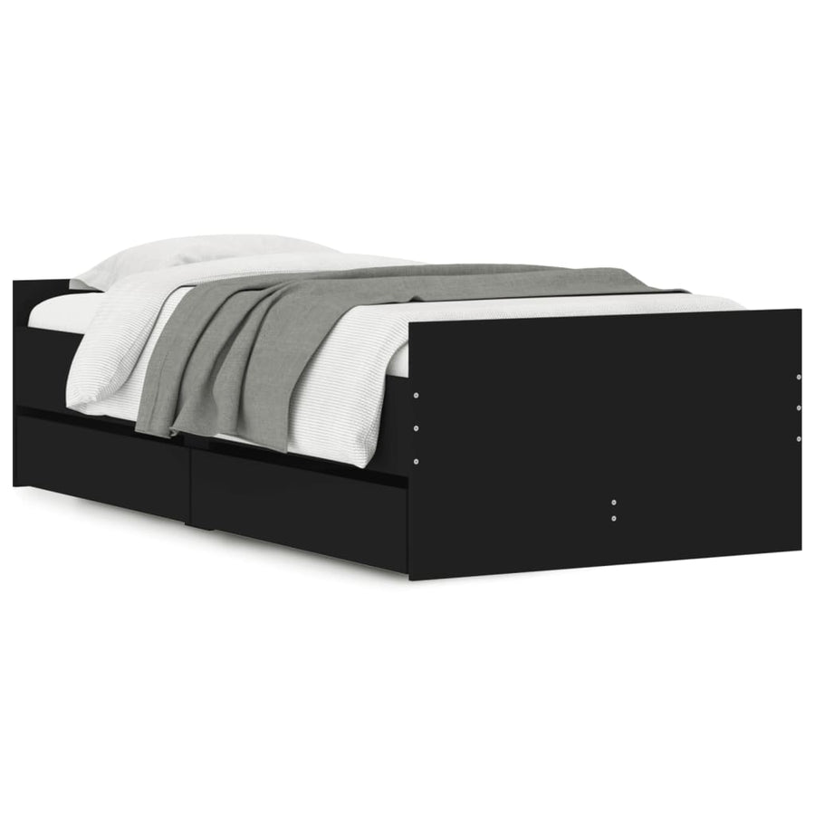 Bedframe Met Lades Small Single Zwart 75 x 190 cm