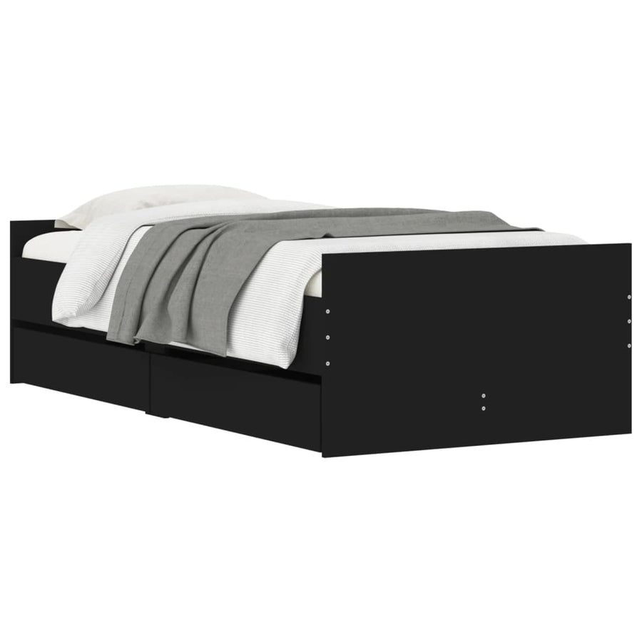 Bedframe Met Lades Small Single Zwart 75 x 190 cm