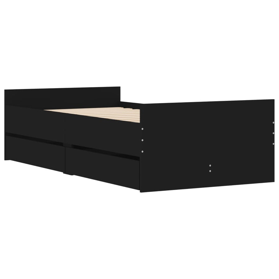 Bedframe Met Lades Small Single Zwart 75 x 190 cm