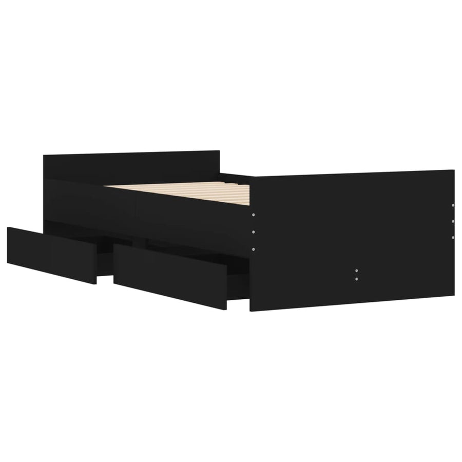 Bedframe Met Lades Small Single Zwart 75 x 190 cm